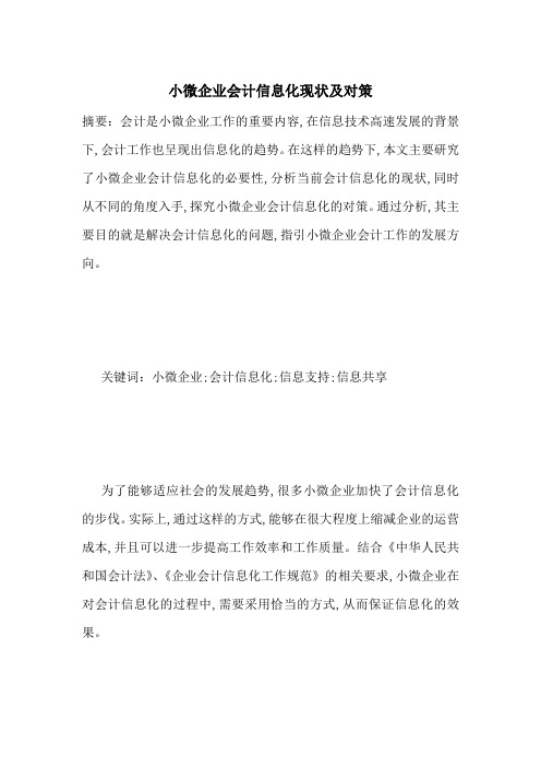 小微企业会计信息化现状及对策-最新范文
