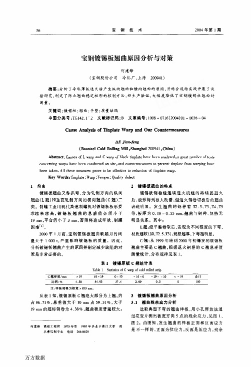 宝钢镀锡板翘曲原因分析与对策