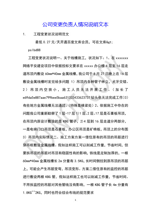公司变更负责人情况说明文本