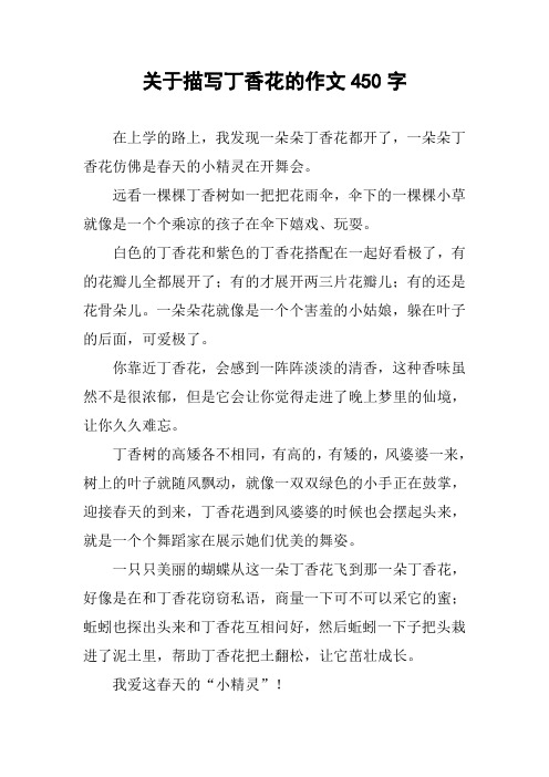 关于描写丁香花的作文450字
