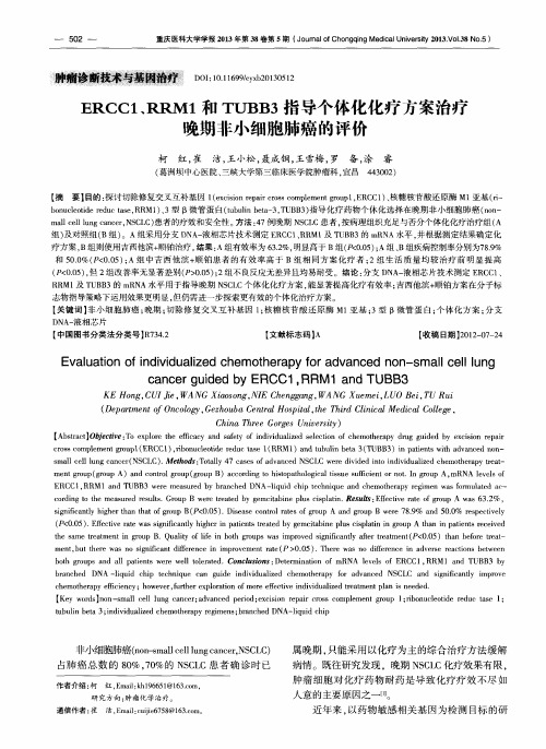 ERCC1、RRM1和TUBB3指导个体化化疗方案治疗晚期非小细胞肺癌的评价