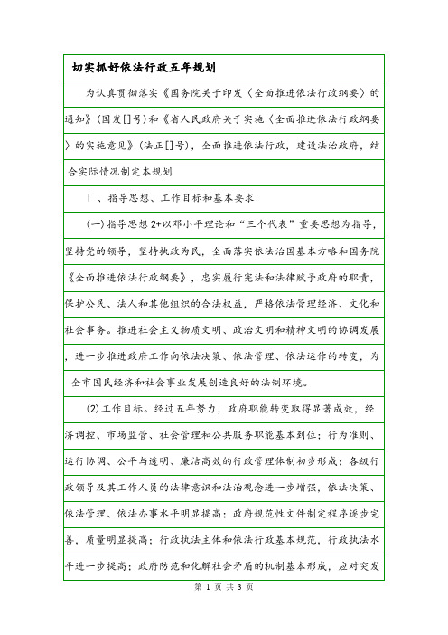 切实抓好依法行政五年规划.doc