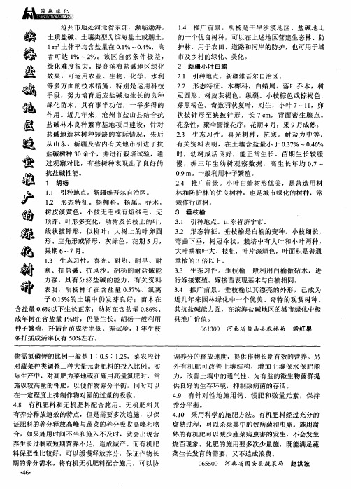 滨海盐碱地区适宜推广的绿化树种