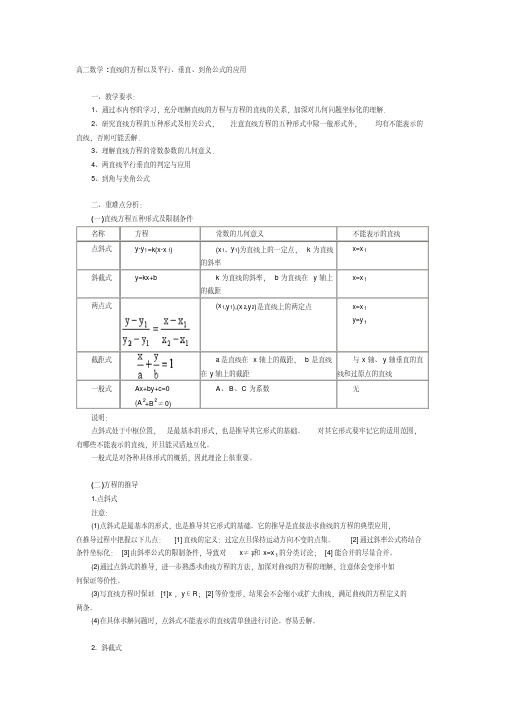 高二数学直线的方程