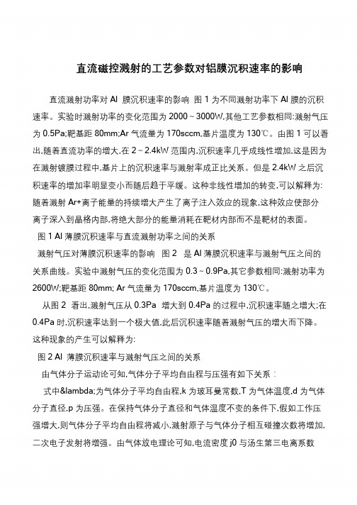 直流磁控溅射的工艺参数对铝膜沉积速率的影响