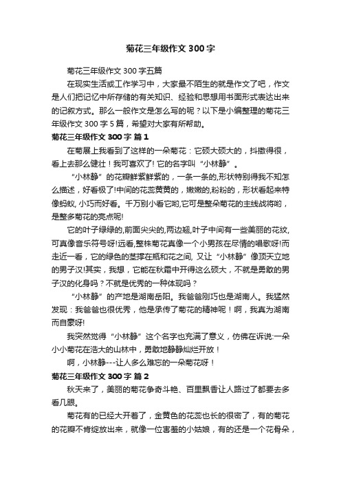 菊花三年级作文300字五篇