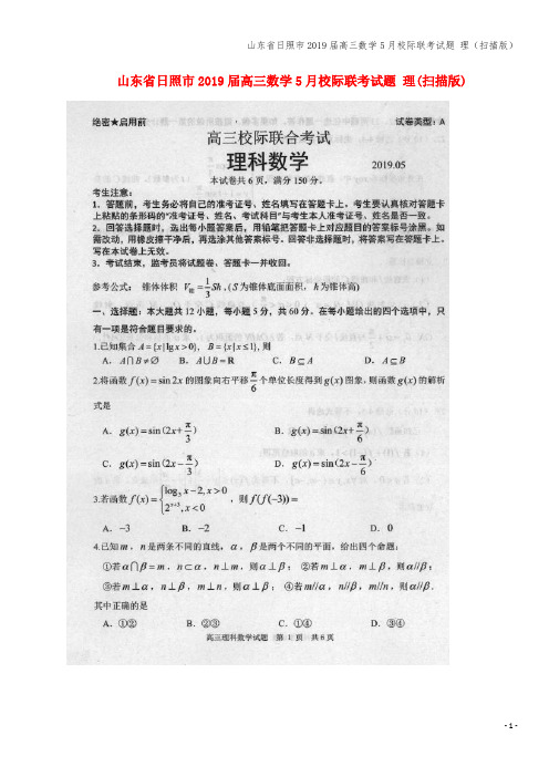 山东省日照市2019届高三数学5月校际联考试题 理(扫描版)