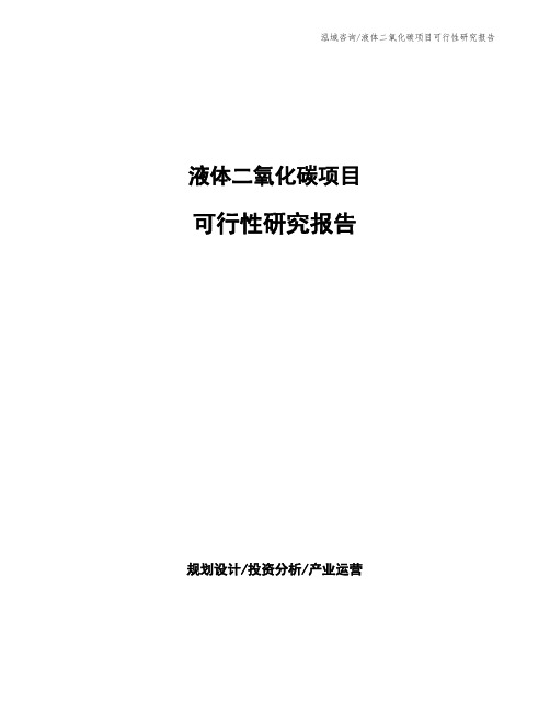 液体二氧化碳项目可行性研究报告