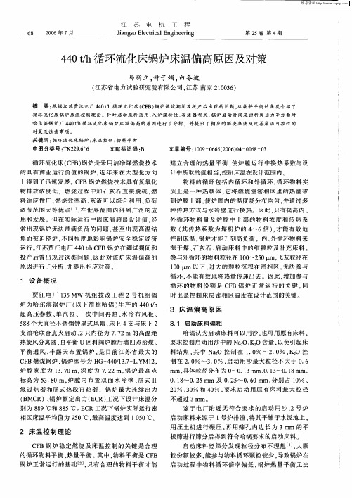 440t／h循环流化床锅炉床温偏高原因及对策
