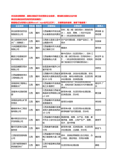2020新版江西省赣州饮用水工商企业公司名录名单黄页大全32家
