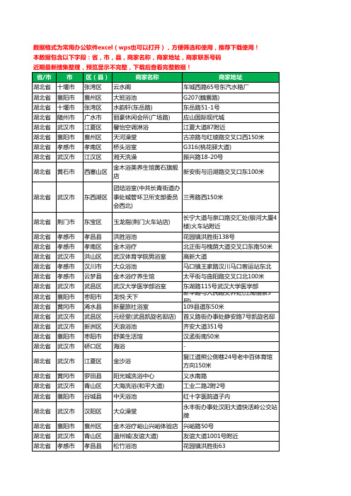 2020新版湖北省洗浴工商企业公司商家名录名单黄页联系电话号码地址大全576家