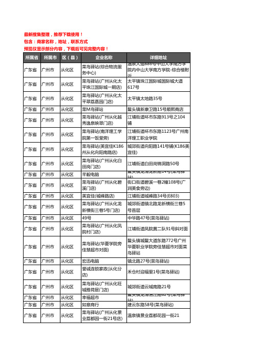 新版广东省广州市从化区菜鸟驿站企业公司商家户名录单联系方式地址大全47家