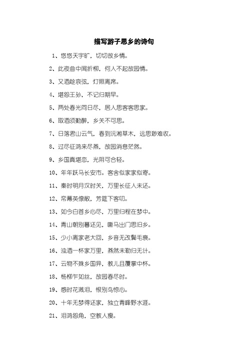 描写游子思乡的诗句