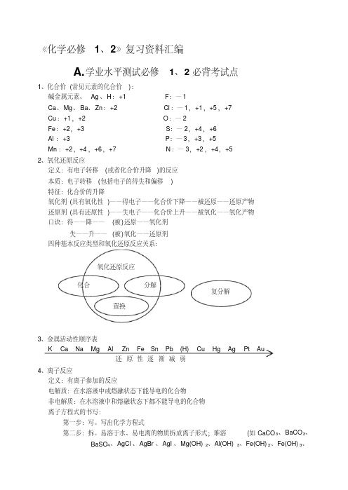 【整理】浙江省高中化学会考复习资料