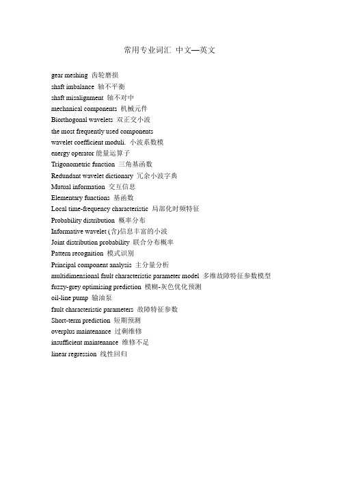 机械专业常用英文词汇
