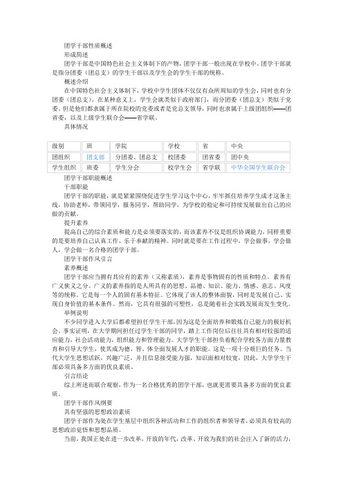 团学干部性质概述