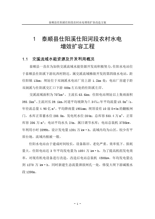泰顺仕阳溪仕阳段农村水电增效扩容改造工程