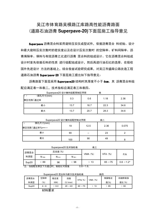 高性能沥青SUP20指导意见