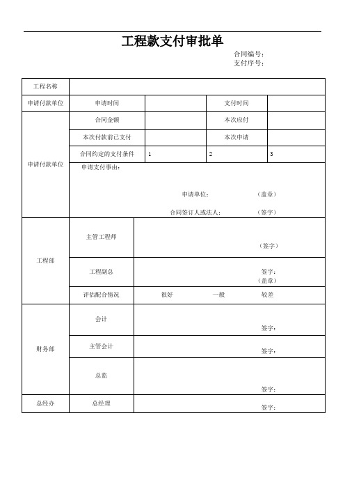 款项审批单模板