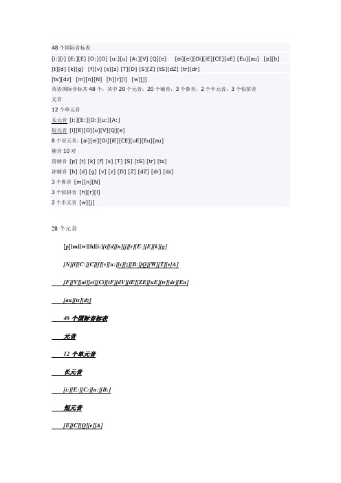 48个国际音标表