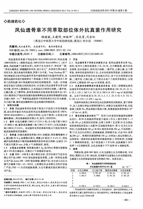凤仙透骨草不同萃取部位体外抗真菌作用研究
