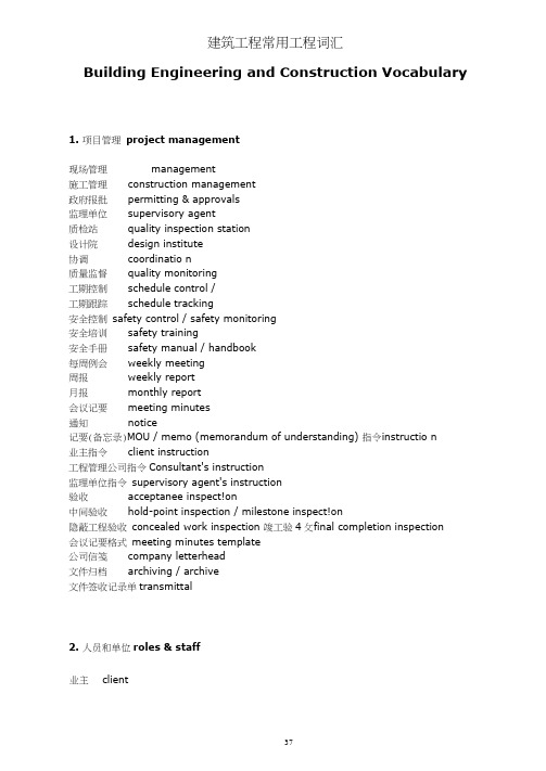 建筑工程常用工程词汇
