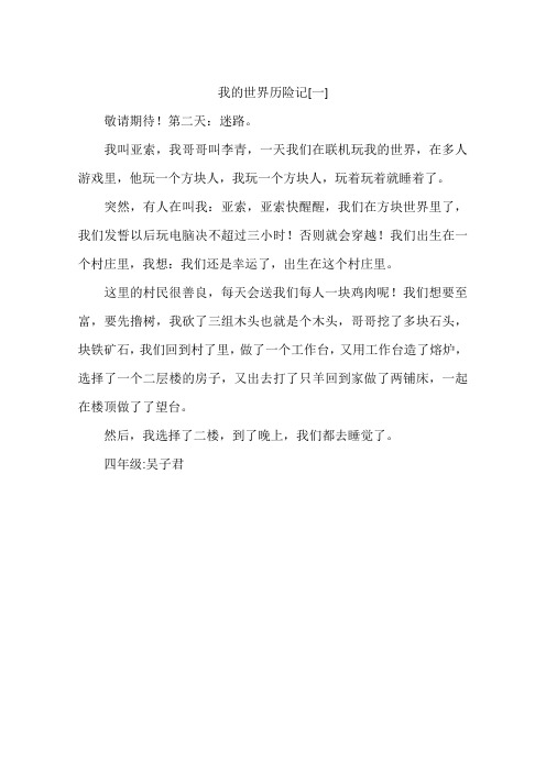 我的世界历险记一-作文