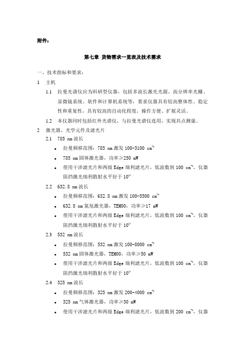 货物需求一览表及技术需求