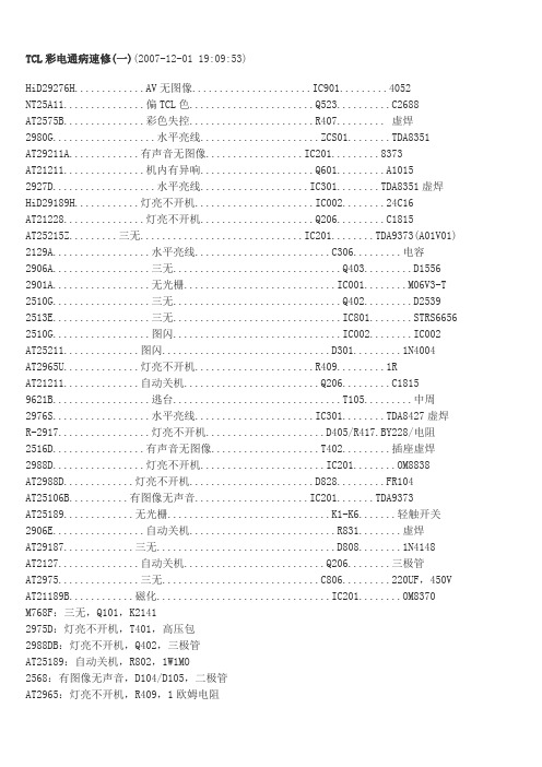 TCL彩电通病速修