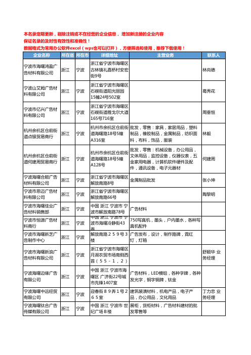 2020新版浙江省宁波广告材料工商企业公司名录名单黄页联系方式大全83家