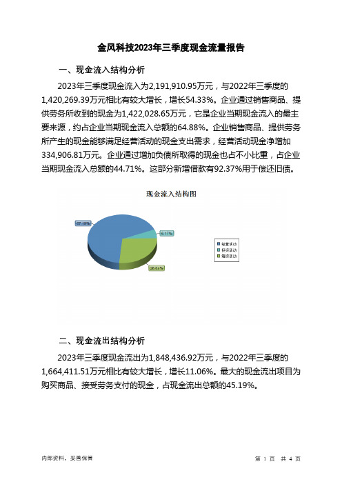 002202金风科技2023年三季度现金流量报告