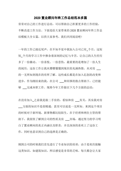 2020置业顾问年终工作总结范本多篇