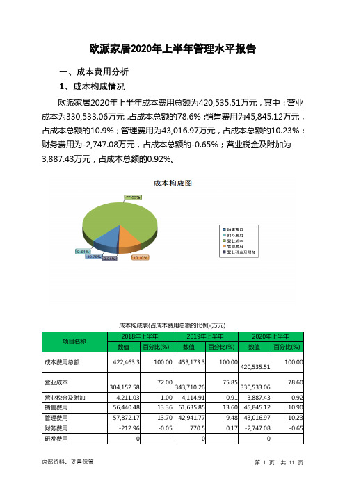 欧派家居2020年上半年管理水平报告