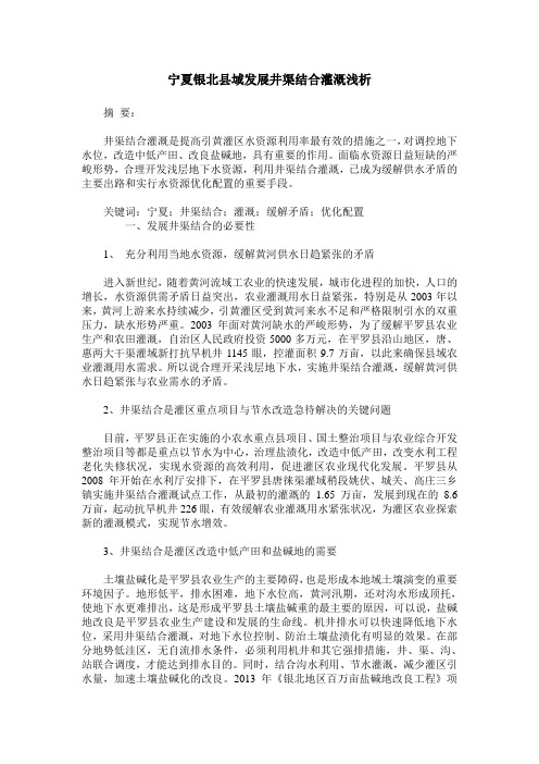 宁夏银北县域发展井渠结合灌溉浅析