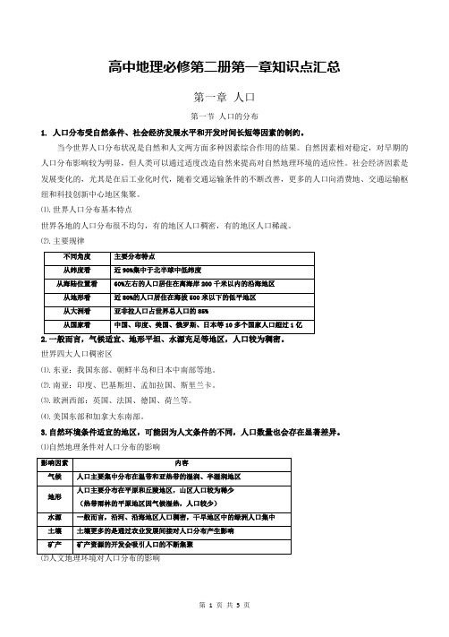 高中地理必修第二册第一章知识点汇总