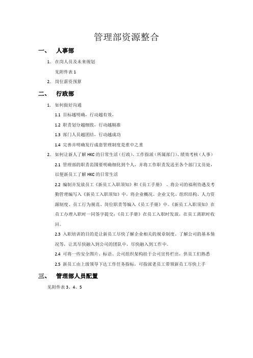 管理部资源整合