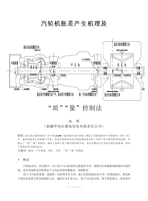 汽轮机胀差产生机理及质量控制法