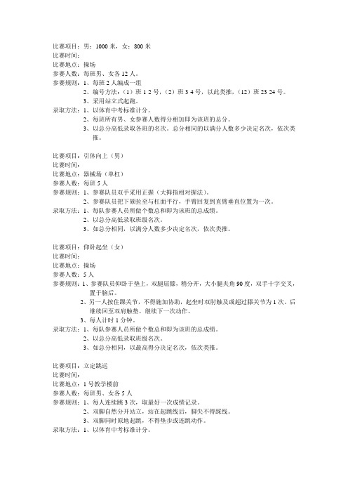 比赛项目：男：1000米,女：800米