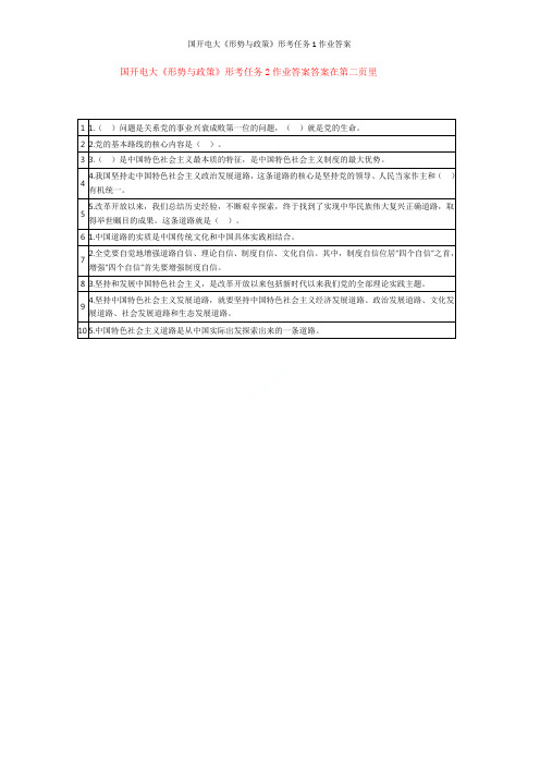 国开电大《形势与政策》形考任务1作业答案