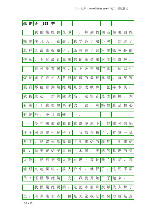 初二周记作文：生炉子_863字