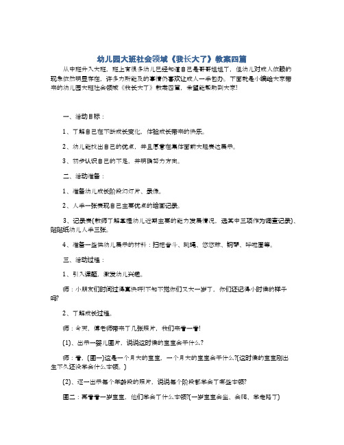 幼儿园大班社会领域《我长大了》教案四篇