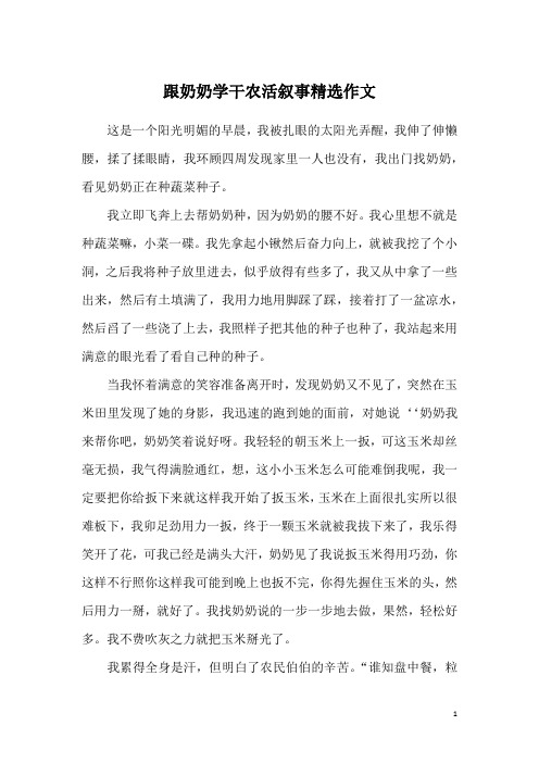 跟奶奶学干农活叙事精选作文