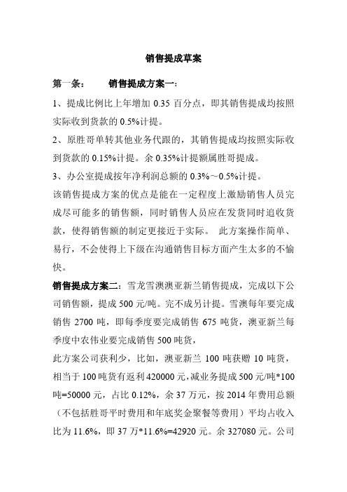 几种销售提成方案的比较