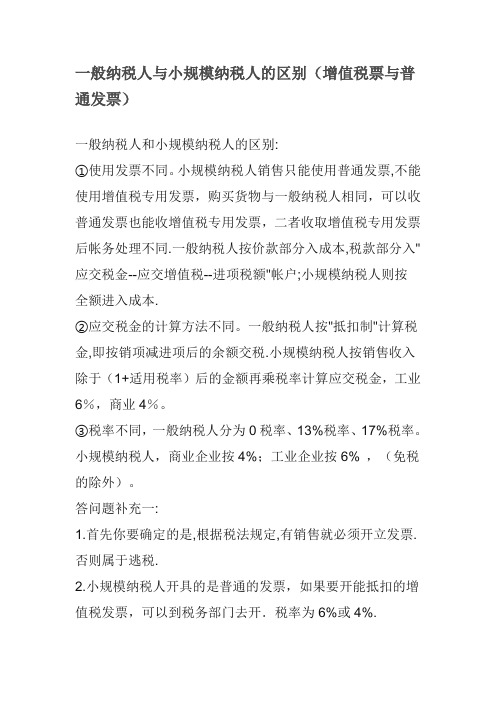 一般纳税人与小规模纳税人的区别