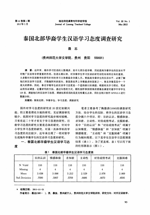 泰国北部华裔学生汉语学习态度调查研究