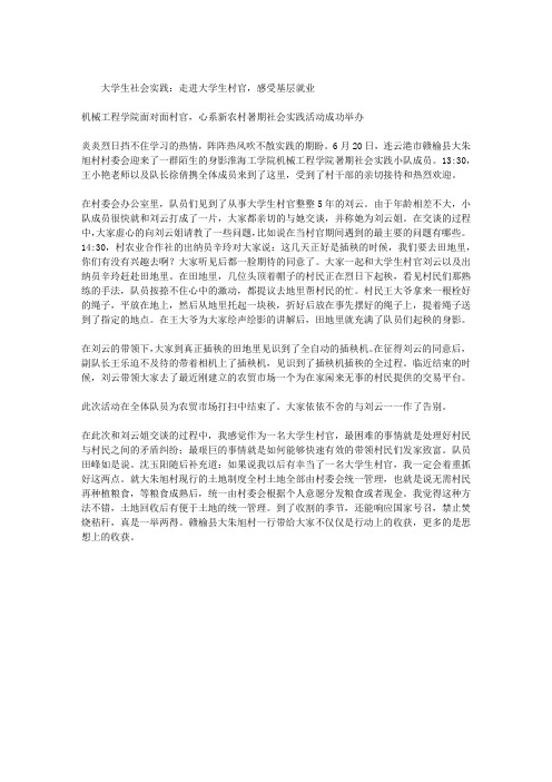 大学生社会实践：走进大学生村官,感受基层就业