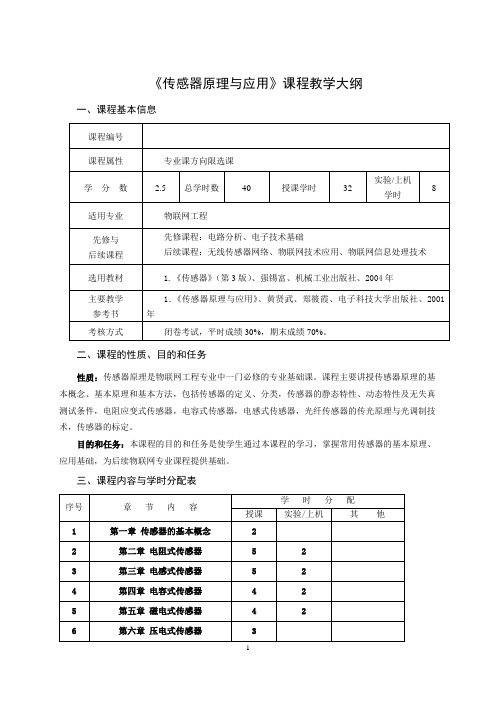 教学大纲【传感器原理与应用】
