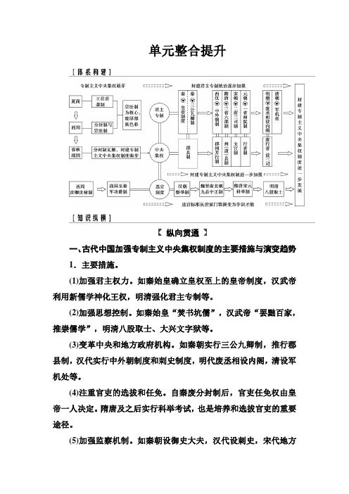 2019届高三历史一轮复习第一单元古代中国的政治制度 整合提升