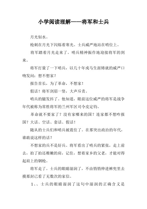 小学阅读理解——将军和士兵