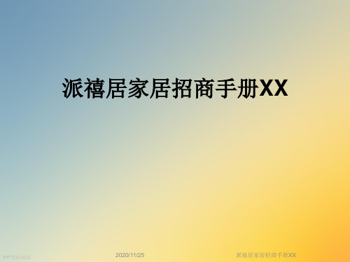 派禧居家居招商手册XX